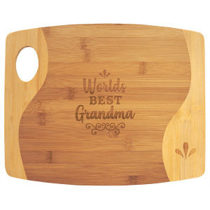 13 3/4" x 11" x 5/16" Bamboo Two Tone Cutting Board with Handle - GFT891 - Austin Print Co.