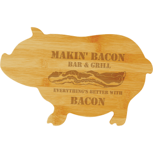 13 3/4" x 8 3/4" Bamboo Pig Shaped Cutting Board - GFT132 - Austin Print Co.