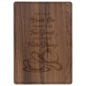 13 3/4" x 9 3/4" Walnut Cutting Board with Drip Ring - GFT493 - Austin Print Co.