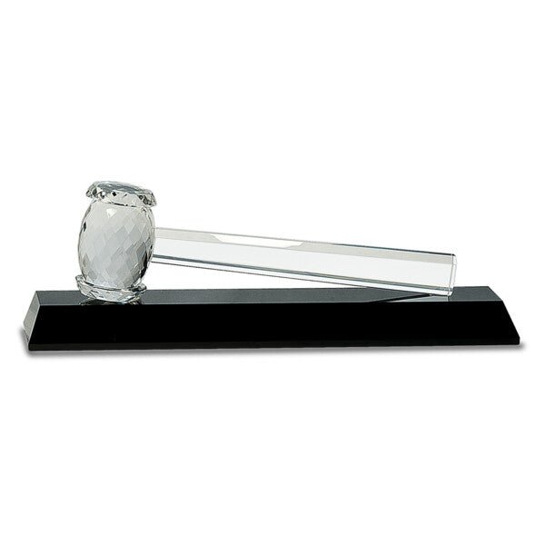 13 7/8" x 4 1/4" Crystal Gavel on Black Base - Austin Print Co.