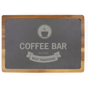 13" x 9" Acacia Wood/Slate Cutting Board - SLT077 - Austin Print Co.