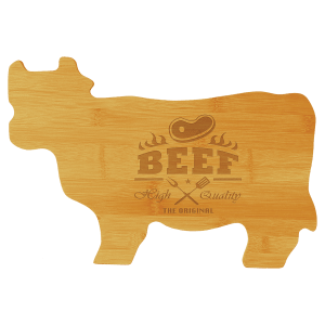14 3/4" x 9 3/4" Bamboo Cow Shaped Cutting Board - GFT133 - Austin Print Co.