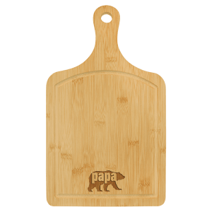 15 1/2" x 9" Bamboo Cutting Board Paddle Shape with Drip Ring - GFT448 - Austin Print Co.