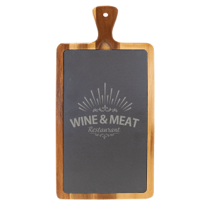 16" x 7 3/4" Acacia Wood/Slate Cutting Board - SLT076 - Austin Print Co.