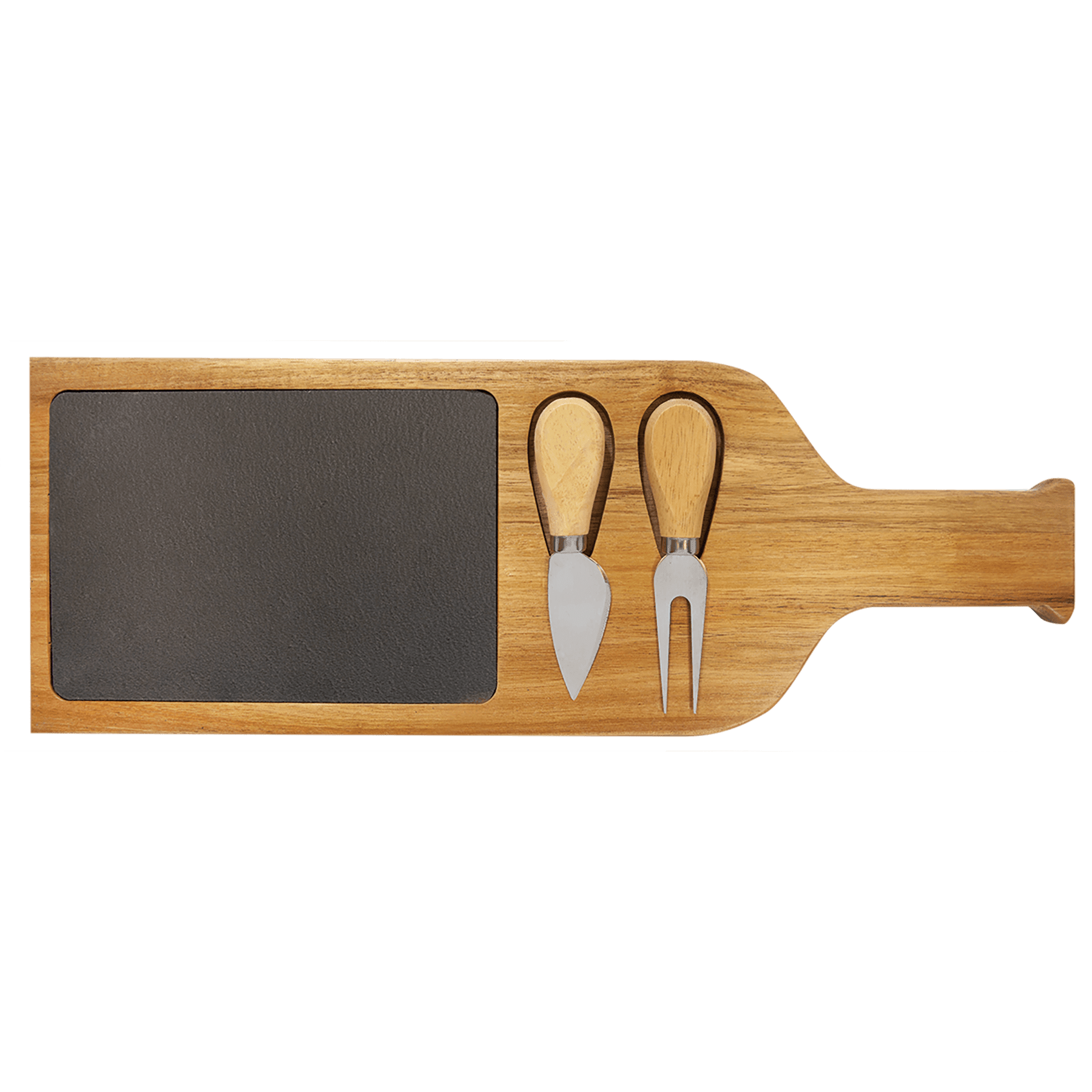 17 1/2" x 6" Acacia Wood/Slate Serving Board with Two Tools - JDS