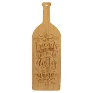 17" x 5 1/4" Bamboo Wine Bottle Cutting Board - GFT449 - Austin Print Co.