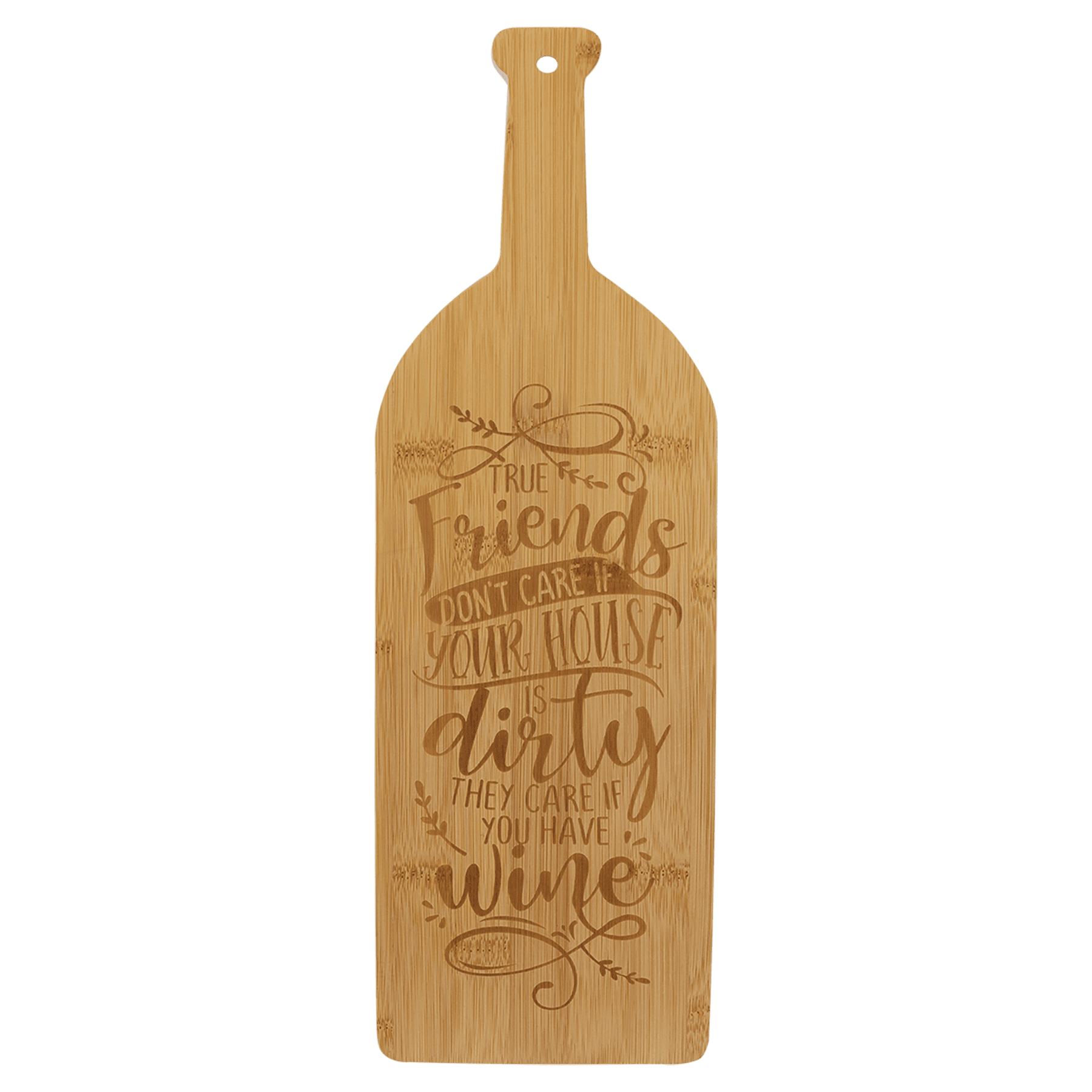 17" x 5 1/4" Bamboo Wine Bottle Cutting Board - JDS