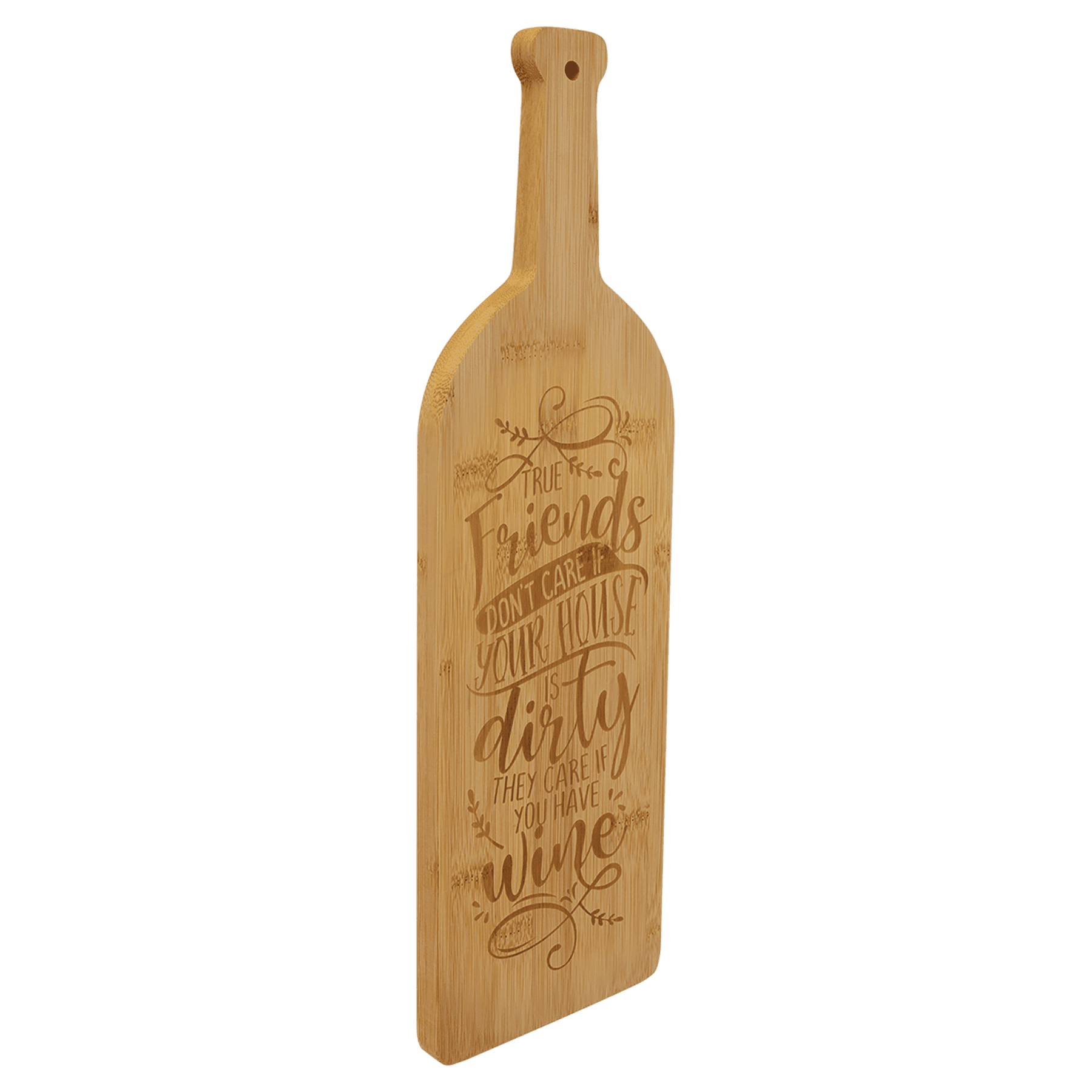 17" x 5 1/4" Bamboo Wine Bottle Cutting Board - JDS