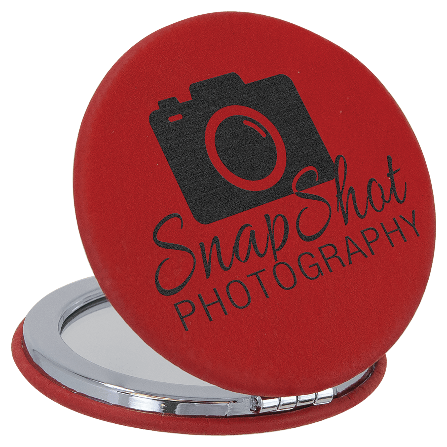 2 1/2" Laserable Leatherette Compact Mirror - JDS