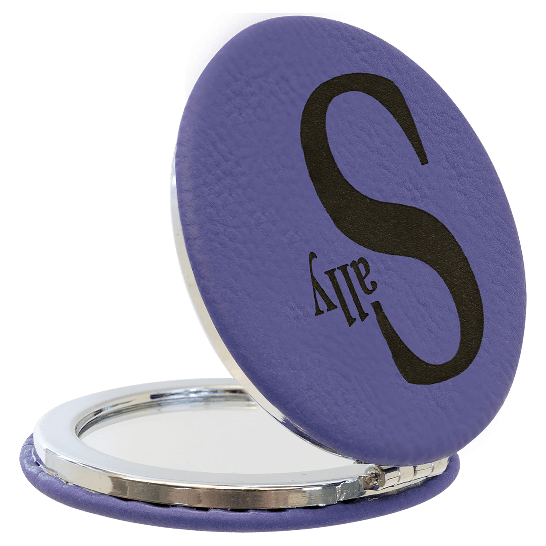 2 1/2" Laserable Leatherette Compact Mirror - JDS