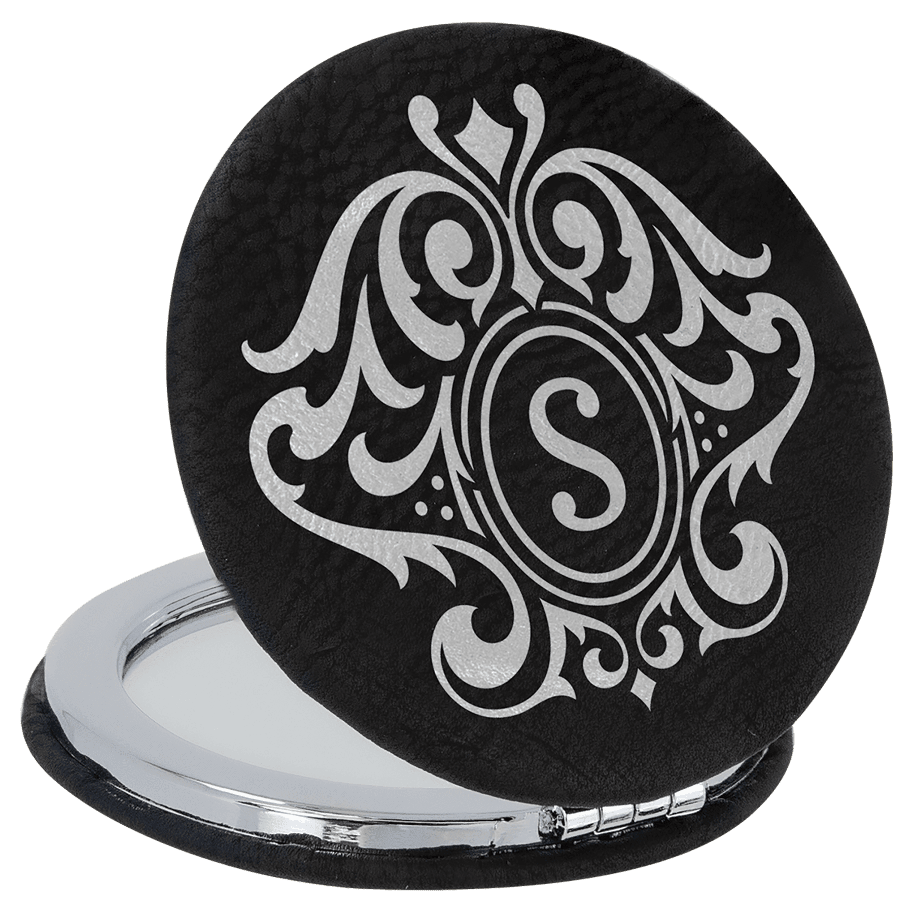 2 1/2" Laserable Leatherette Compact Mirror - JDS