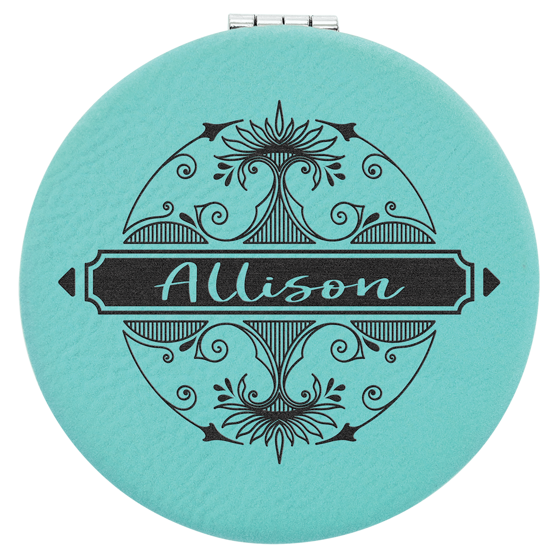 2 1/2" Laserable Leatherette Compact Mirror - JDS