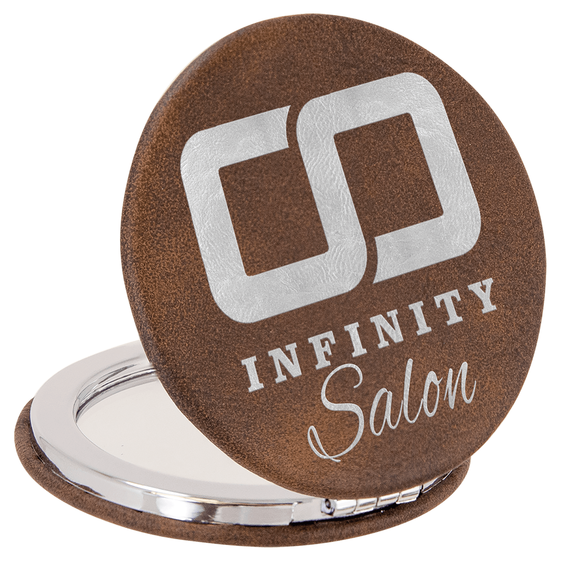 2 1/2" Laserable Leatherette Compact Mirror - JDS