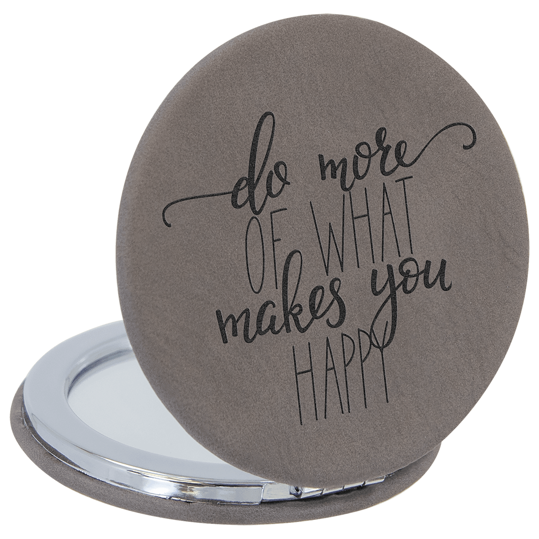 2 1/2" Laserable Leatherette Compact Mirror - JDS