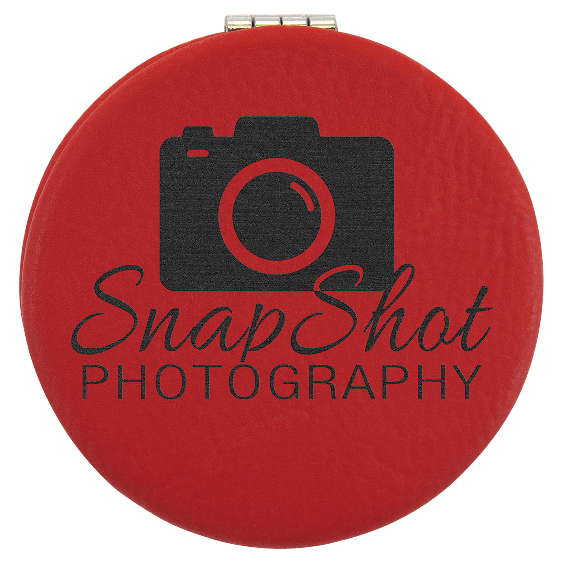 2 1/2" Laserable Leatherette Compact Mirror - JDS