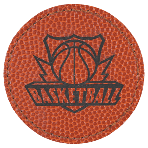 2 1/2" Round Basketball Laserable Leatherette Patch with Adhesive - PTH316 - Austin Print Co.