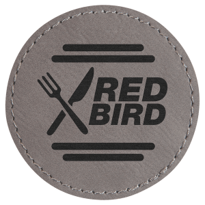 2 1/2" Round Gray Laserable Leatherette Patch with Adhesive - PTH304 - Austin Print Co.