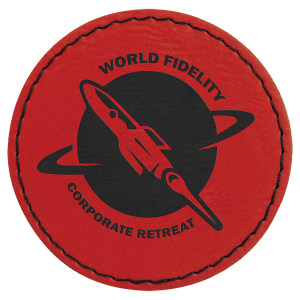 2 1/2" Round Red Laserable Leatherette Patch with Adhesive - PTH311 - Austin Print Co.
