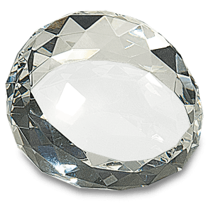 2 1/2" x 1 3/4" Clear Round Crystal Facet Paperweight - CRY65 - Austin Print Co.
