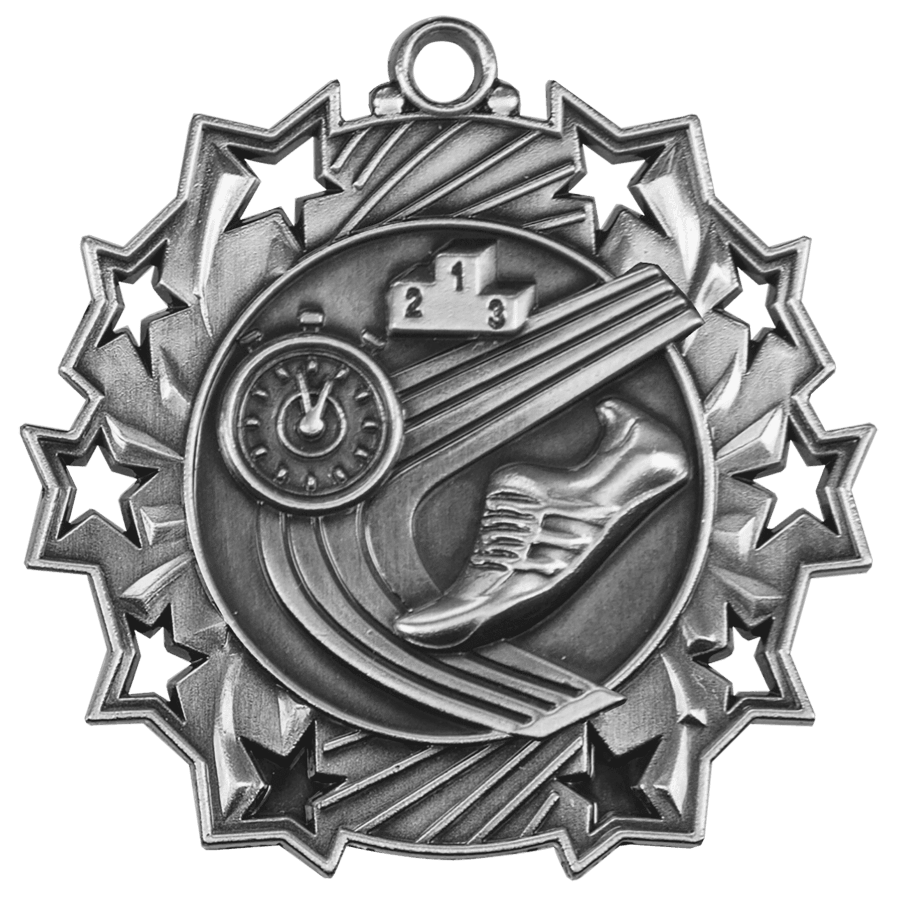 2 1/4" Antique Track Ten Star Medal - JDS
