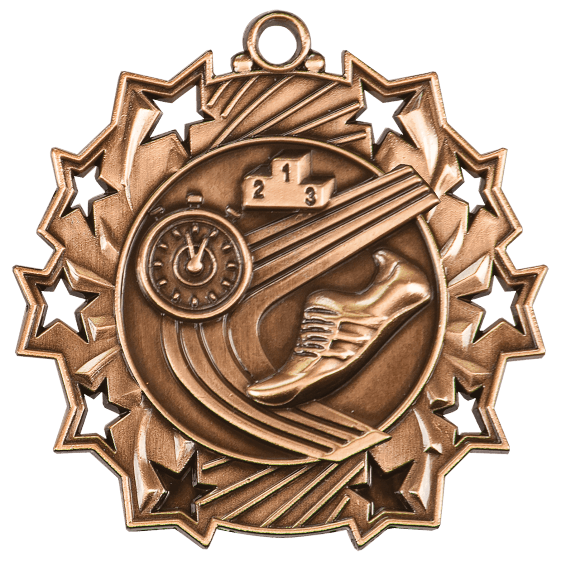 2 1/4" Antique Track Ten Star Medal - JDS