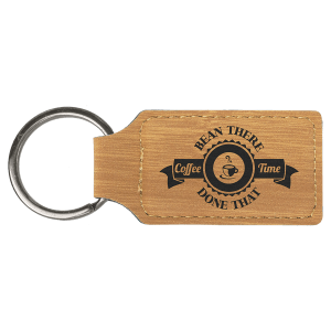 2 3/4" x 1 1/4" Bamboo Laserable Leatherette Rectangle Keychain - GFT863 - Austin Print Co.