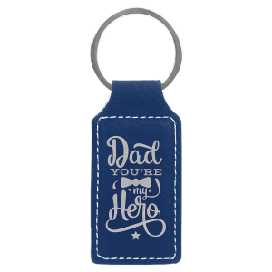 2 3/4" x 1 1/4" Blue/Silver Laserable Leatherette Rectangle Keychain - GFT831 - Austin Print Co.