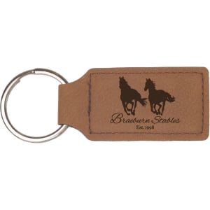 2 3/4" x 1 1/4" Dark Brown Laserable Leatherette Rectangle Keychain - GFT178 - Austin Print Co.