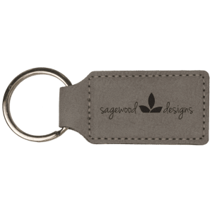 2 3/4" x 1 1/4" Gray Laserable Leatherette Rectangle Keychain - GFT364 - Austin Print Co.