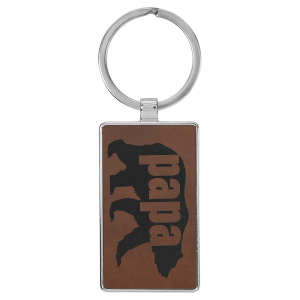 2 3/4" x 1 1/4" Laserable Leatherette/Metal Dark Brown Rectangle Keychain - GFT2171 - Austin Print Co.