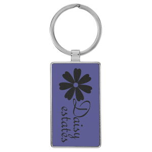2 3/4" x 1 1/4" Laserable Leatherette/Metal Purple Rectangle Keychain - GFT2183 - Austin Print Co.