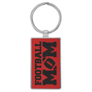 2 3/4" x 1 1/4" Laserable Leatherette/Metal Red Rectangle Keychain - GFT2181 - Austin Print Co.