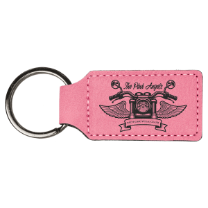 2 3/4" x 1 1/4" Pink Laserable Leatherette Rectangle Keychain - GFT367 - Austin Print Co.
