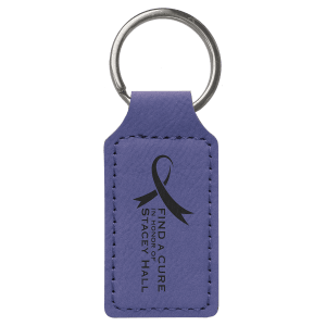 2 3/4" x 1 1/4" Purple Laserable Leatherette Rectangle Keychain - GFT2381 - Austin Print Co.