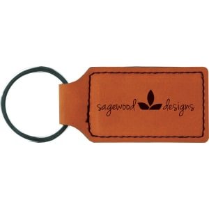 2 3/4" x 1 1/4" Rawhide Laserable Leatherette Rectangle Keychain - GFT263 - Austin Print Co.