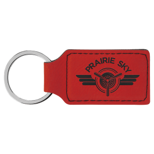 2 3/4" x 1 1/4" Red Laserable Leatherette Rectangle Keychain - GFT901 - Austin Print Co.