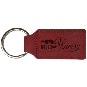 2 3/4" x 1 1/4" Rose Laserable Leatherette Rectangle Keychain - GFT366 - Austin Print Co.