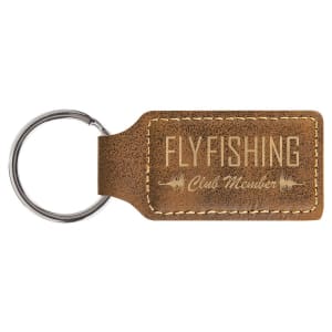 2 3/4" x 1 1/4" Rustic/Gold Laserable Leatherette Rectangle Keychain - GFT702 - Austin Print Co.