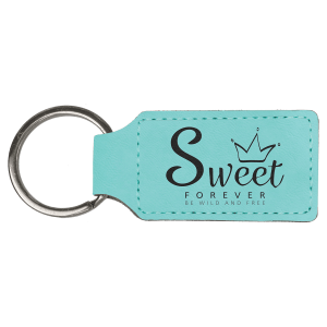 2 3/4" x 1 1/4" Teal Laserable Leatherette Rectangle Keychain - GFT801 - Austin Print Co.
