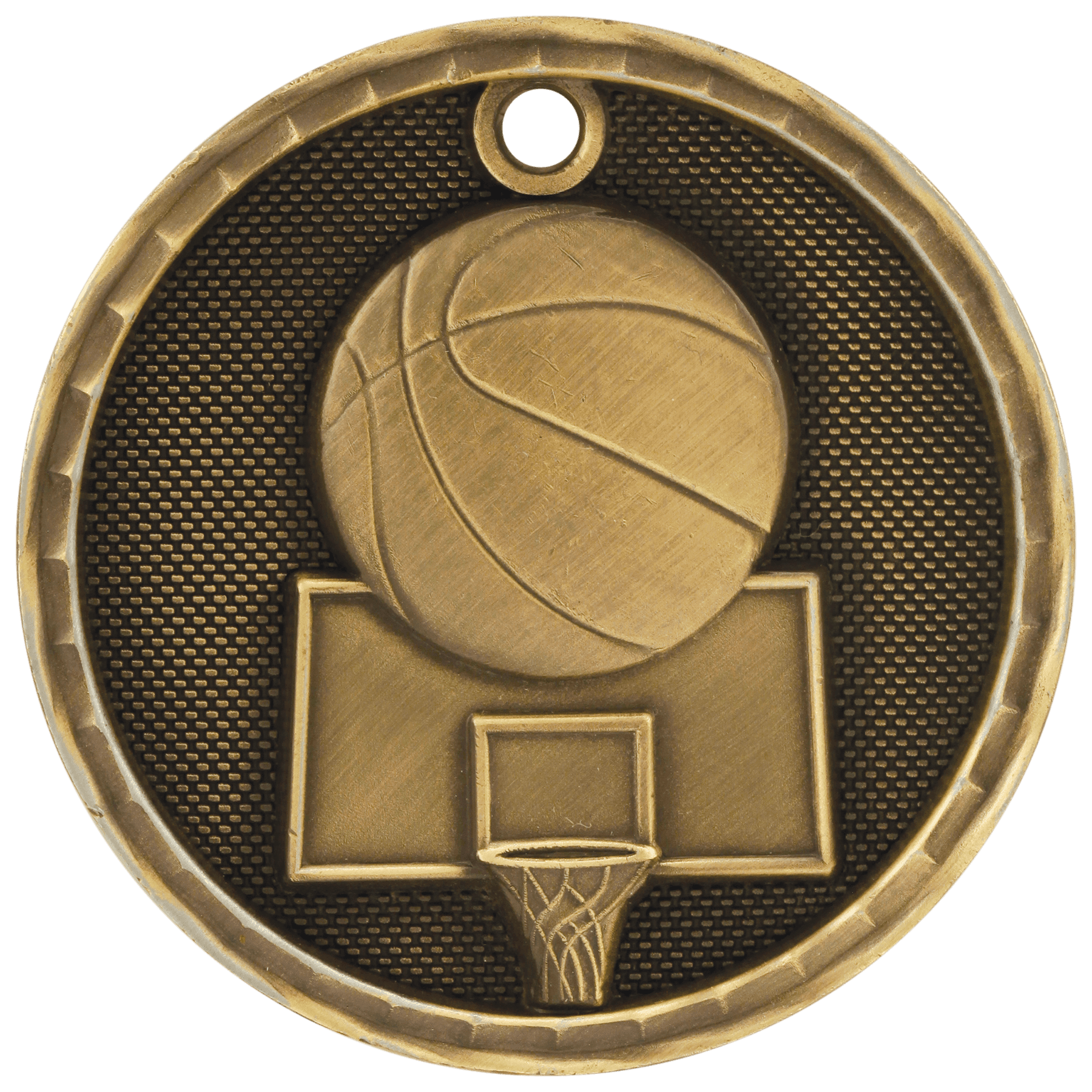 2" Antique 3D Basketball Medal - JDS