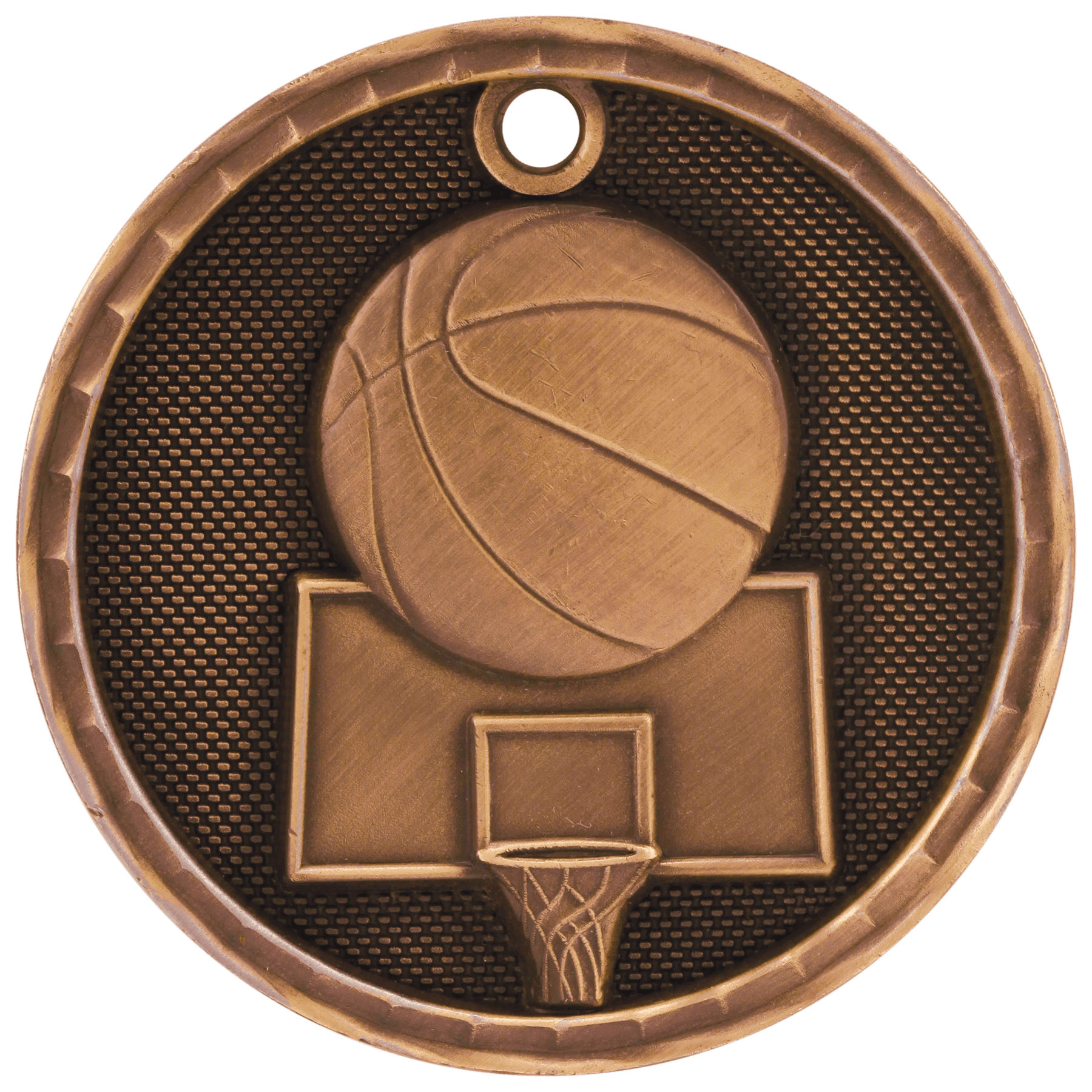 2" Antique 3D Basketball Medal - JDS