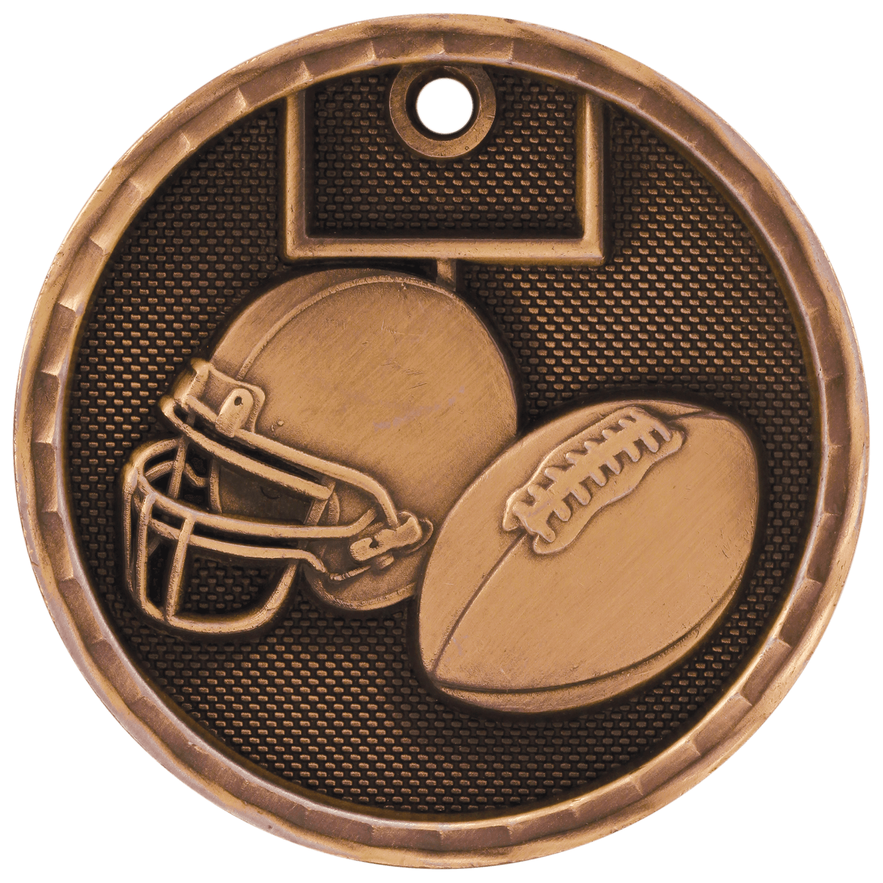 2" Antique 3D Football Medal - JDS