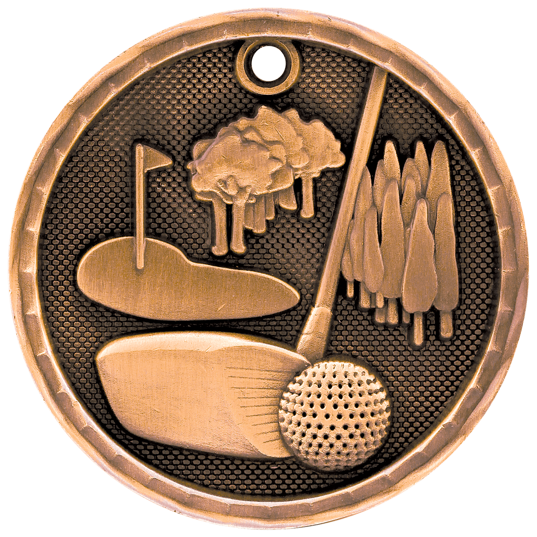 2" Antique 3D Golf Medal - JDS
