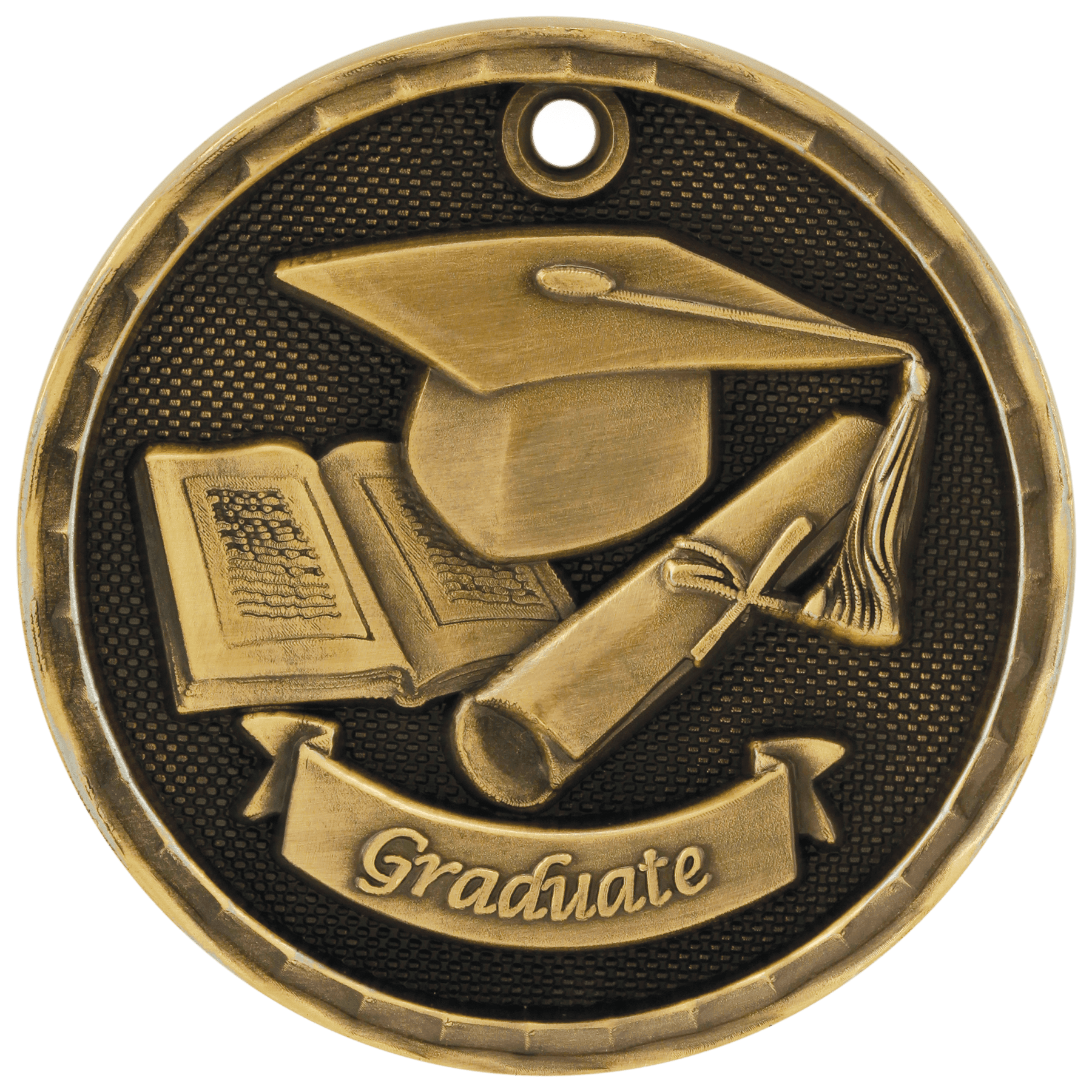 2" Antique 3D Graduate Medal - JDS