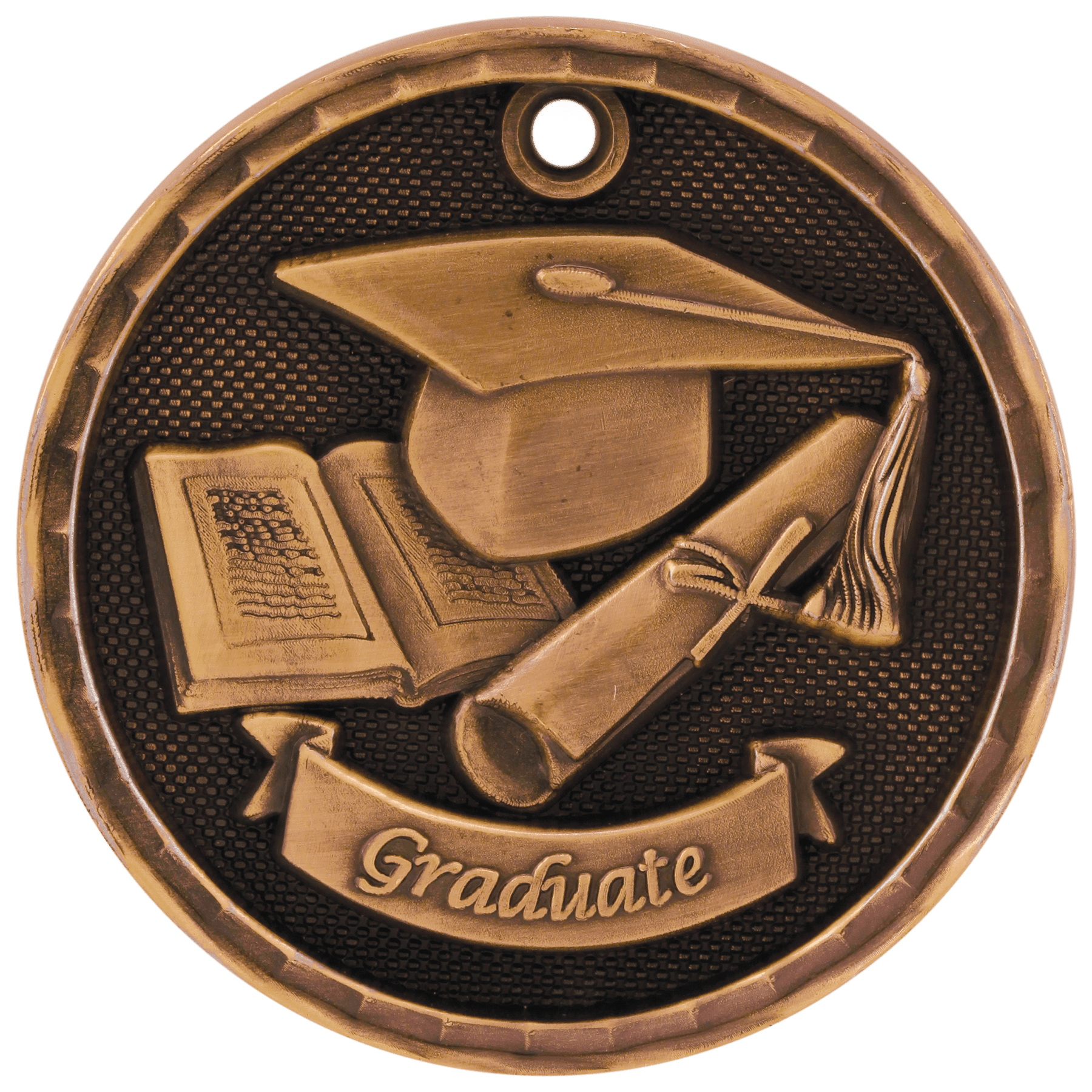 2" Antique 3D Graduate Medal - JDS