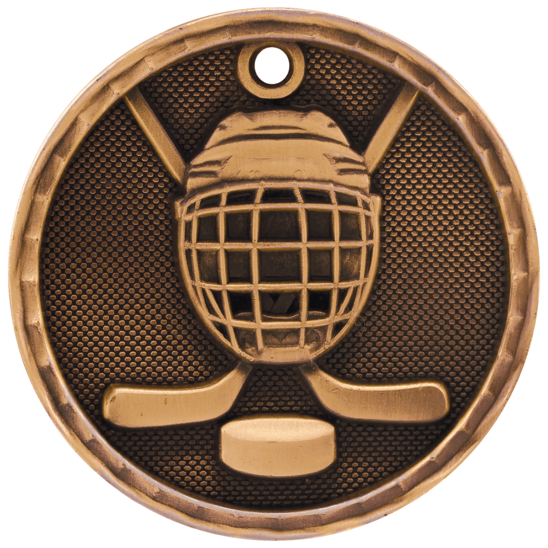 2" Antique 3D Hockey Medal - JDS