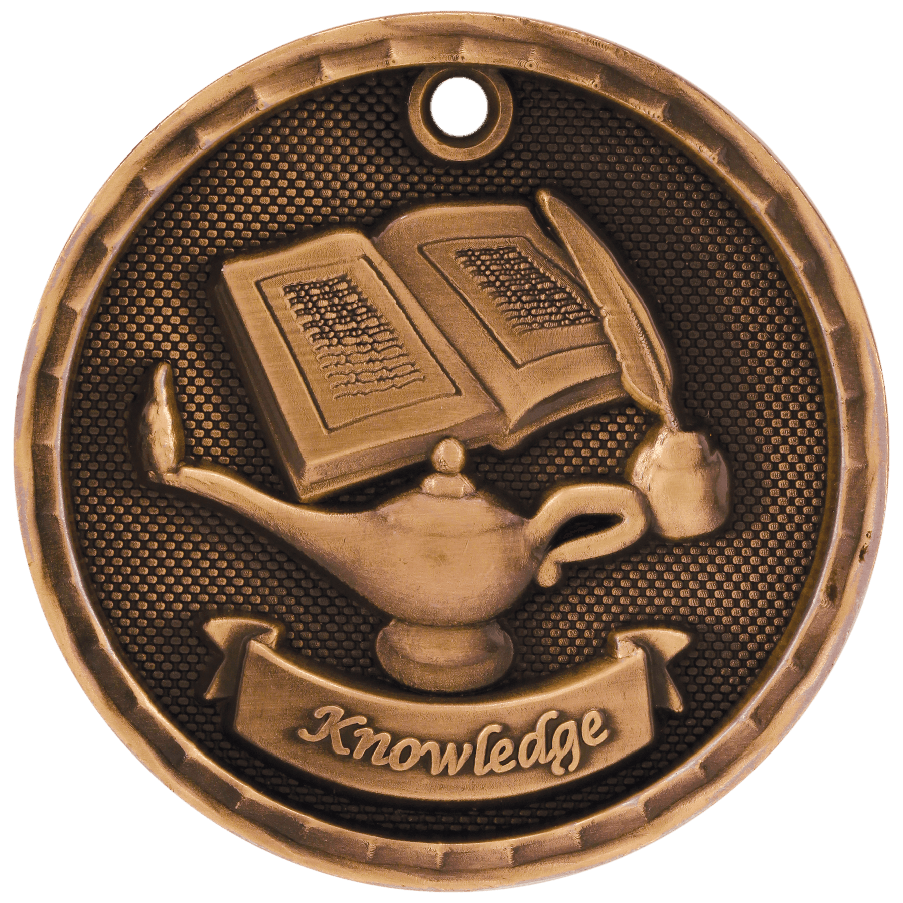 2" Antique 3D Lamp of Knowledge Medal - JDS