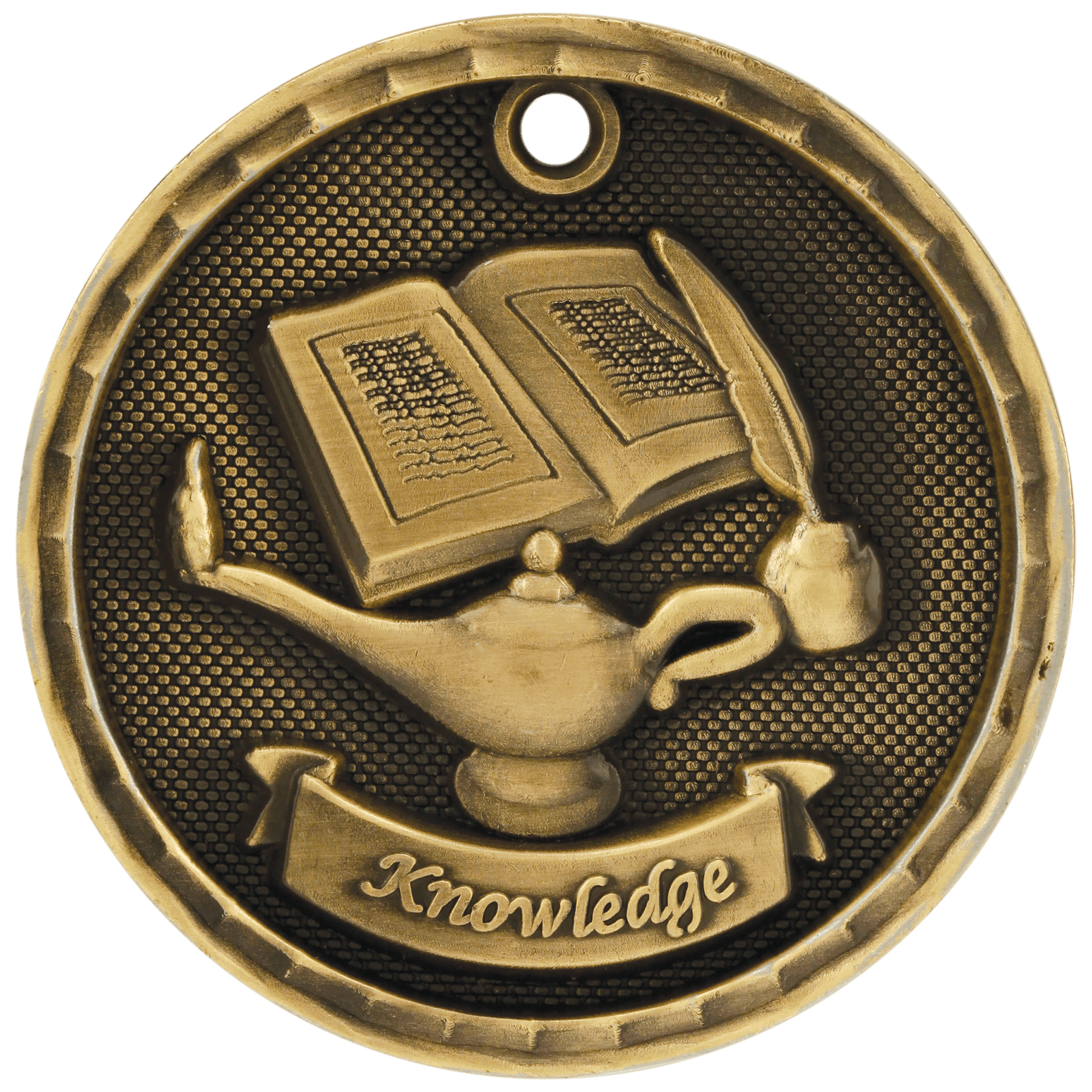 2" Antique 3D Lamp of Knowledge Medal - JDS