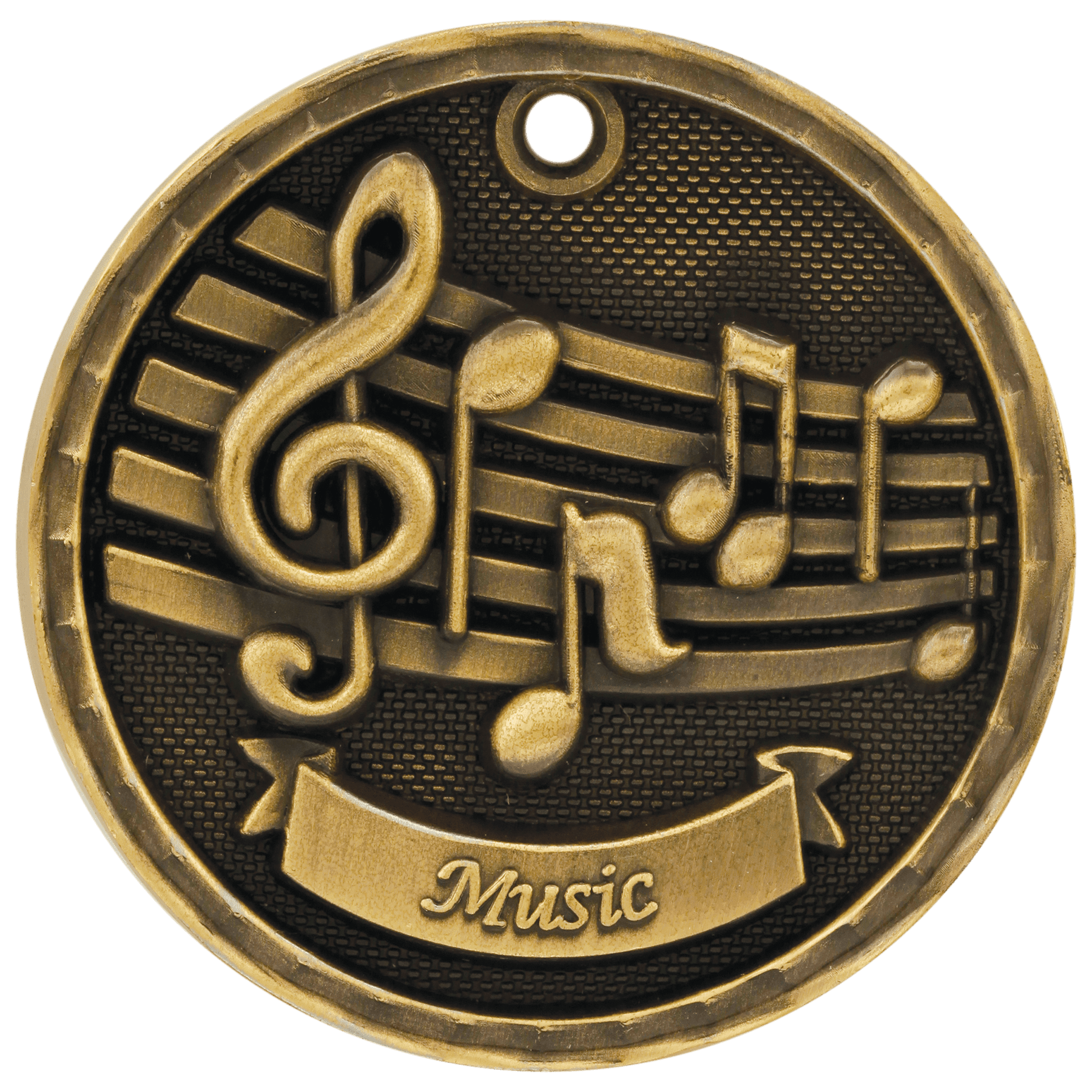 2" Antique 3D Music Medal - JDS