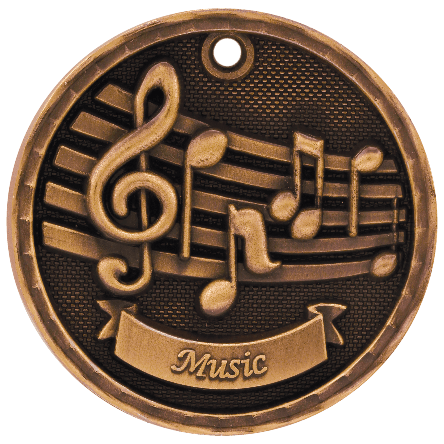 2" Antique 3D Music Medal - JDS